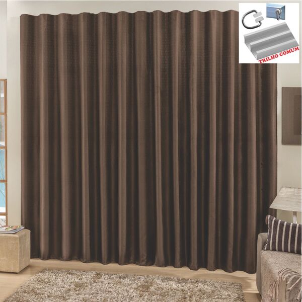 Cortina Top Chick 2 Metros Sala Quarto Tecido Ráfia Trilho Co