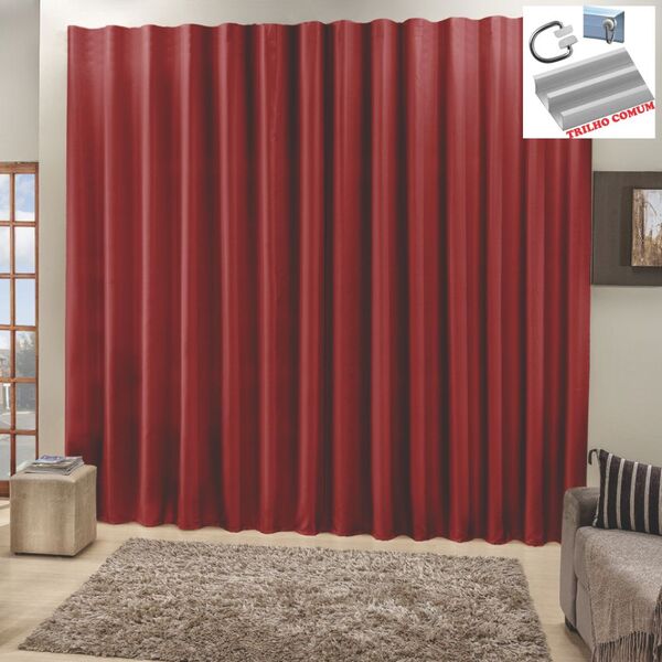 Cortina Top Chick 3 Metros Sala Quarto Tecido Ráfia Trilho Co