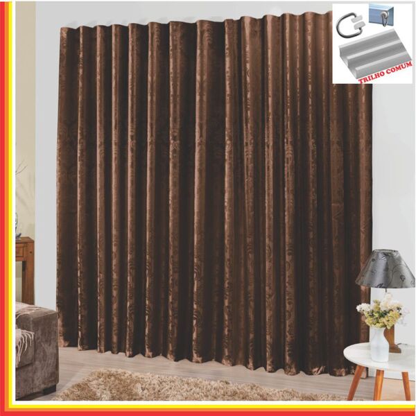 Cortina Tropical Em Jacquard 3 00 X 2 70 Para Trilho Comum -