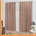 Cortina Tropical Em Jacquard 3 00 X 2 70 Para Varão - Bege -
