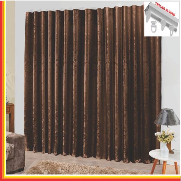 Cortina Tropical Em Jacquard 4 00 X 2 70 Para Trilho Suisso -