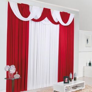 cortina varao cordoba 3 metros x 2 80 metros altura tecido malha vermelho branco