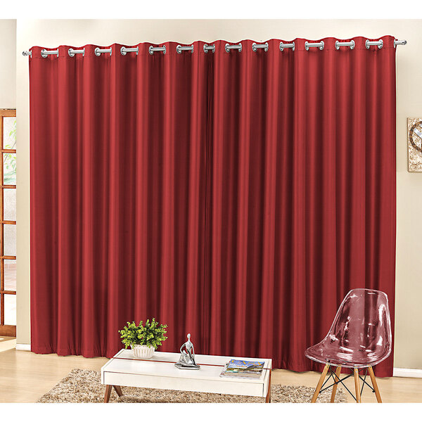 Cortina Vermelha Sala 4m X 2,50m Para Varão Simples