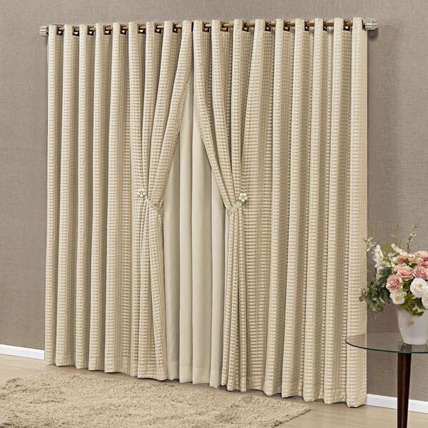 Cortina Viena Luxo Para Varão Tecidos Microfibra E Linho Fino