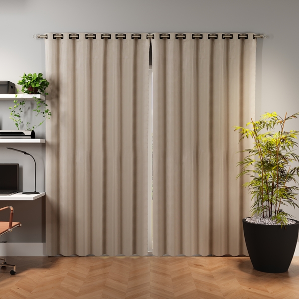 Cortina Blackout Vitale Ilhós Cinza 2,6x4m 2 Folhas Belchior