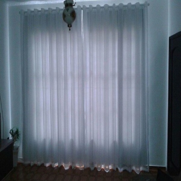 Cortina Voal Com Forro Blackout 4 Metros Para Varao Cor Gelo