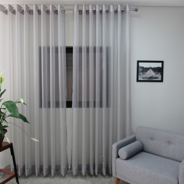 Cortina Voil 6,00larg X 2,60alt Cinza - Sala/ Escritório/quar