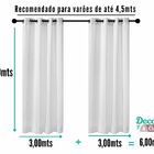 Cortina Voil 6,00larg X 2,60alt Cinza - Sala/ Escritório/quar