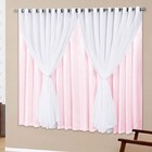 Cortina Voil Com Forro Encanto 2 Mts Quarto De Bebê Rosa