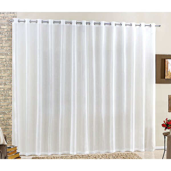 Cortina Voil Linho Branca Lisa 2m X 1,70m Para Sala Ou Quarto