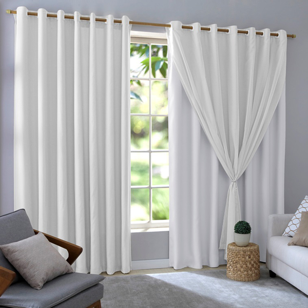 Cortina Voil Liso Forro Tecido 3,00 Larg X 2,30alt Branco