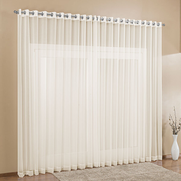 Cortina Voil Palha 3,00m X 2,80m Para Varão Com Ilhós Cromado