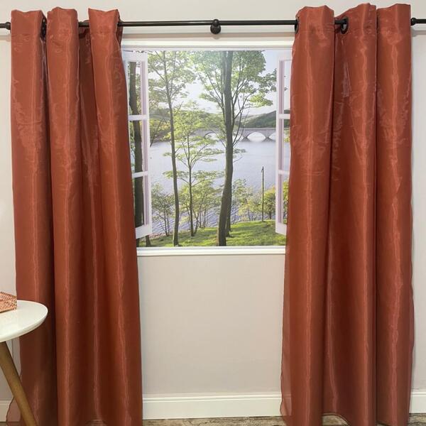 Cortina Voil Terracota Com Forro 3,00 X 2,50 Sala/quarto Para