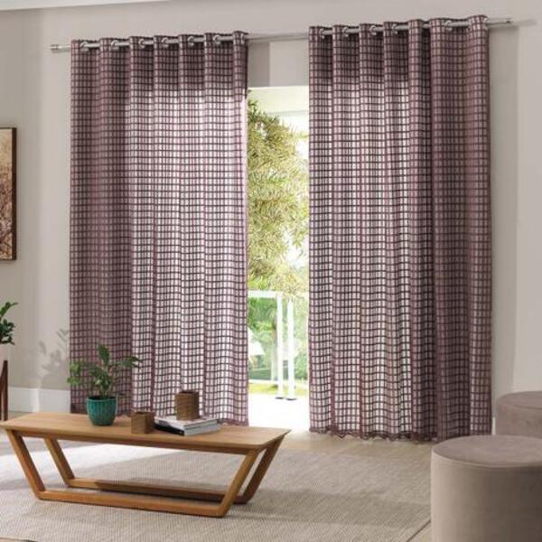 Cortina Xale 2 10x2 50 Vintage/xadrez Figo Bella Janela