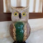 Coruja Decorativa Em Gesso V  Verde