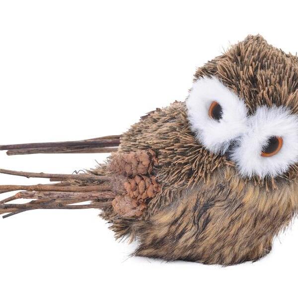 Coruja Decorativa Em Palha Bagoly 1pc 20x10x15 Cm Decoração D