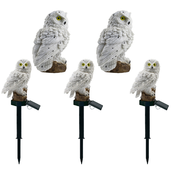 Coruja Luminaria Solar Kit 5 Uni Luz Led Iluminaçao Decorativ