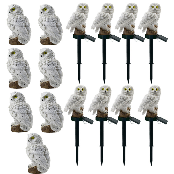 Coruja Luminaria Solar Luz Led Iluminaçao Resistente Kit 10 U