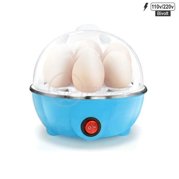 Cozedor Elétrico De Ovos Azul 110v/220v Bivolt Compacto Para