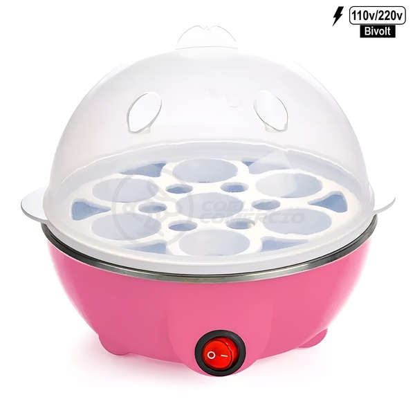 Cozedor Elétrico De Ovos Rosa 110v/220v Bivolt Compacto Para