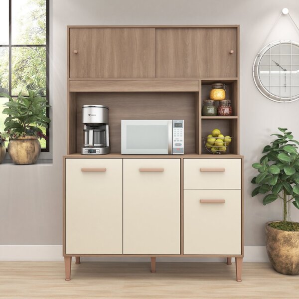 Cozinha 120cm 5 Portas 1 Gaveta Pérola Manchester/champagne