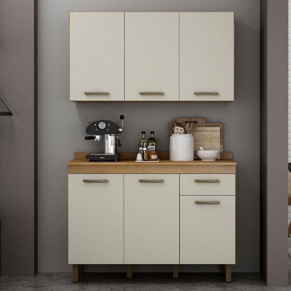 Cozinha 2 Peças 6 Portas 1 Gaveta São Luis Cinamomo/off White