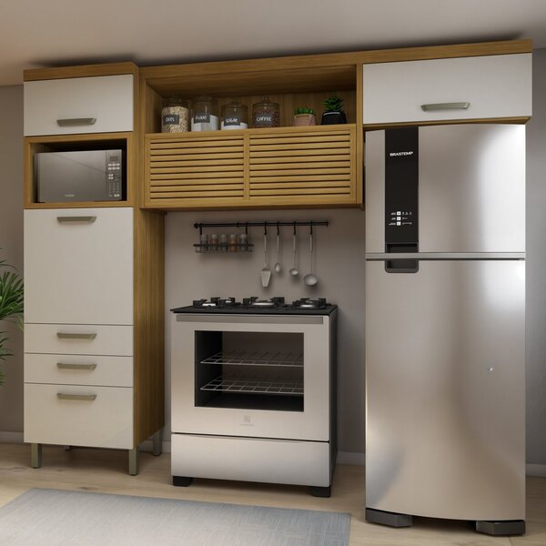 Cozinha 2 Peças Armário Aéreo 2 Portas E Paneleiro 2 Portas 3