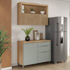 Cozinha 2 Peças Com Balcão 1 Porta 3 Gavetas E Armário Aéreo