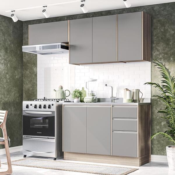 Cozinha 3 Módulos 6 Portas 3 Gavetas Amortecimento Pistão E D