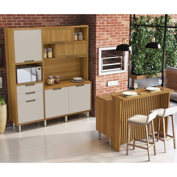 Cozinha 3 Peca Loft Gourmet Ripado Imperatriz  100% Mdf Freij