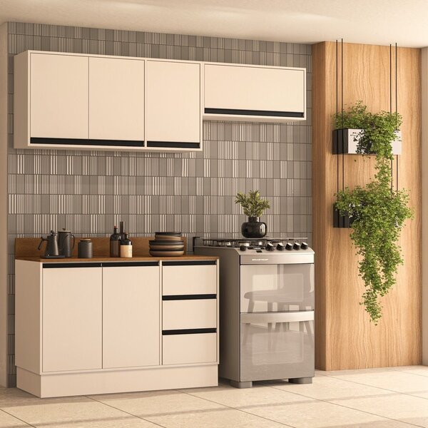 Cozinha 3 Peças Balcão 3 Gavetas 2 Portas Aéreo E Basculante