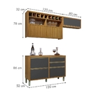 Cozinha 3 Peças Nesher Baronesa 100% Mdf Freijó-grafite