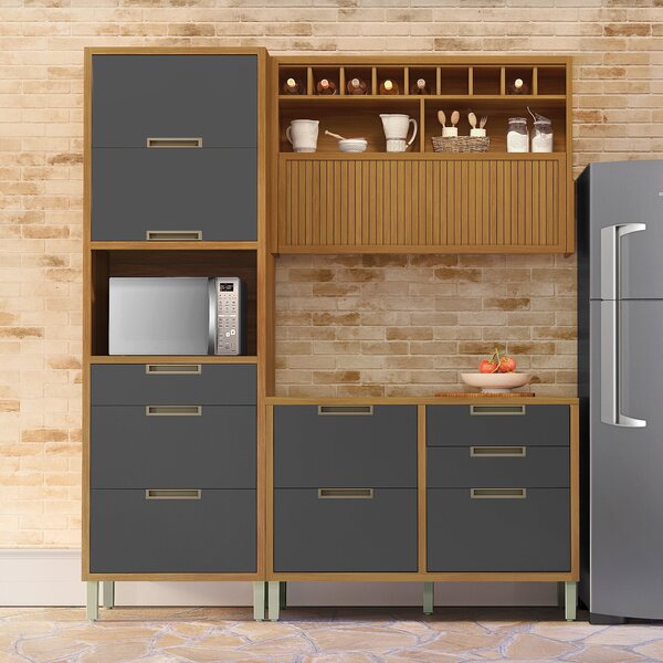 Cozinha 3 Peças Paneleiroripado Imperatriz  100% Mdf Freijó/g