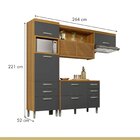 Cozinha 3 Peças Ripado Princesa 100% Mdf Freijó/grafite