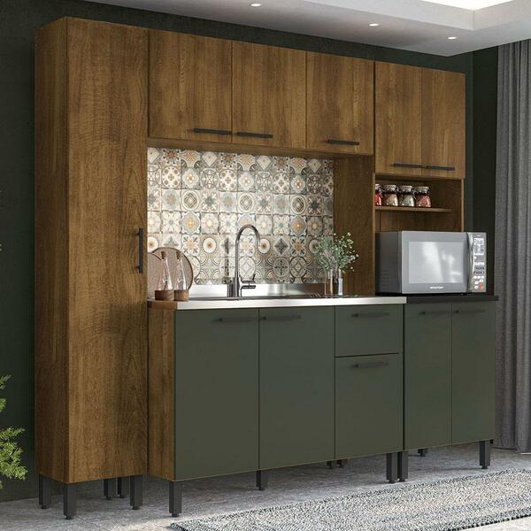 Cozinha 4 Módulos 11 Portas 1 Gaveta Dobradiça Amortecimento