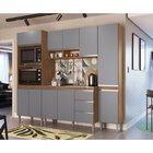 Cozinha 4 Peças 10 Portas 3 Gavetas Athena Freijó/cinza