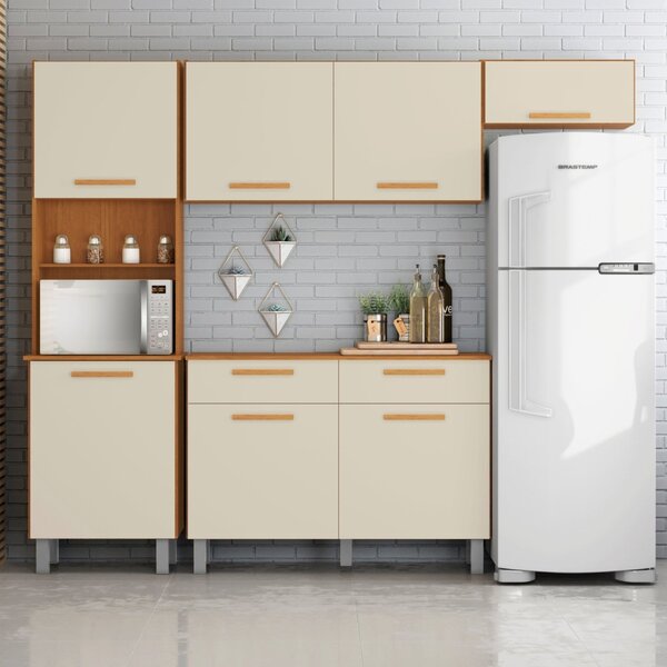 Cozinha 4 Peças 7 Portas 2 Gavetas Montreal Cinamomo/off White