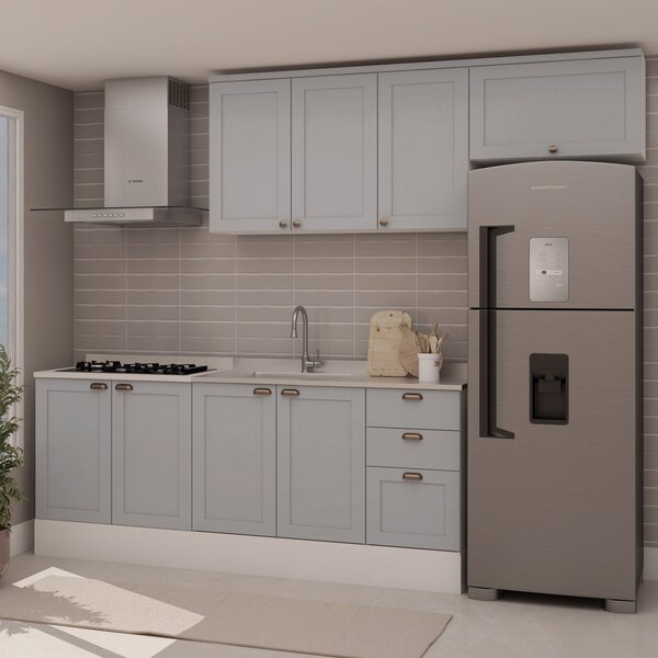 Cozinha 4 Peças Com Aéreo Para Geladeira E Balcão Com Tampo I