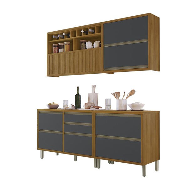 Cozinha 4 Peças Esmeralda Feijo e Grafite