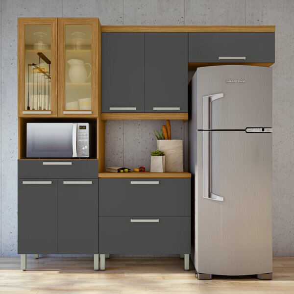 Cozinha 4 Peças Paneleiro Aéreo E Balcão 80 Burguesa P  100%