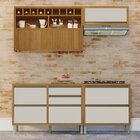 Cozinha 4 Peças Ripado Baronesa  100% Mdf Freijó/off White