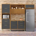 Cozinha 4 Peças Ripado Imperatriz  100% Mdf Freijó/grafite