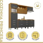 Cozinha 4 Peças Ripado Princesa 100% Mdf Freijó/grafite