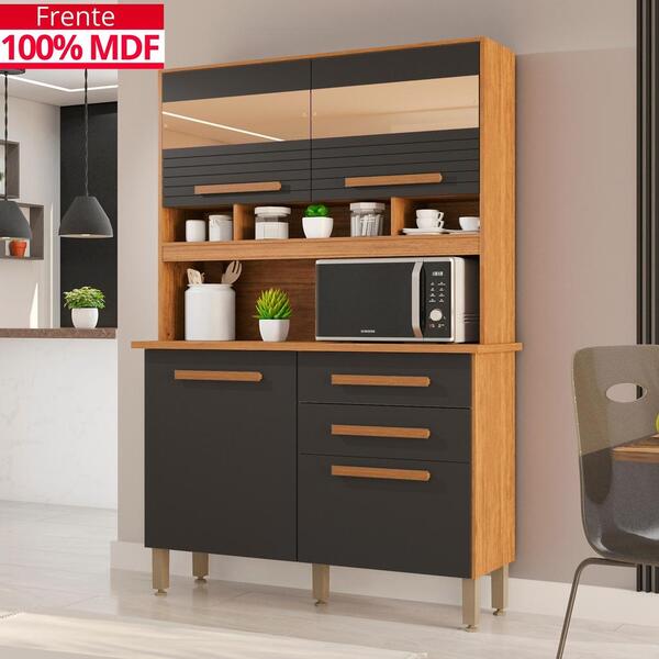 Cozinha 4 Portas 2 Gavetas Sara Frison Com Espelhos - Tudo De