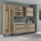 Cozinha 4 Portas Com Vidro 5 Gavetas Canela Thela Gold