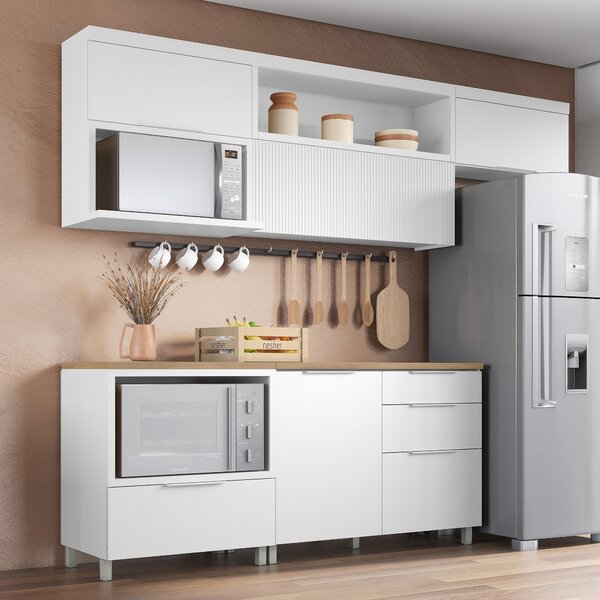 Cozinha 5 Peças 4 Portas 4 Gavetas Ripado Marquesa  100% Mdf