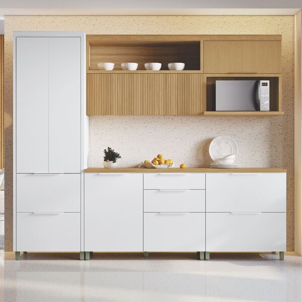 Cozinha 5 Peças 6 Portas 6 Gavetas Marquesa 100% Mdf Branco/n