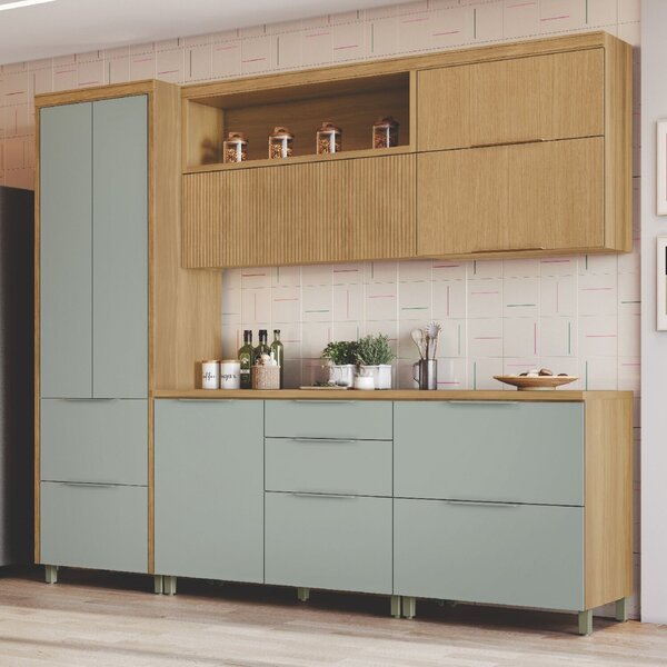 Cozinha 5 Peças 7 Portas 6 Gavetas Marquesa 100% Mdf Nature/v
