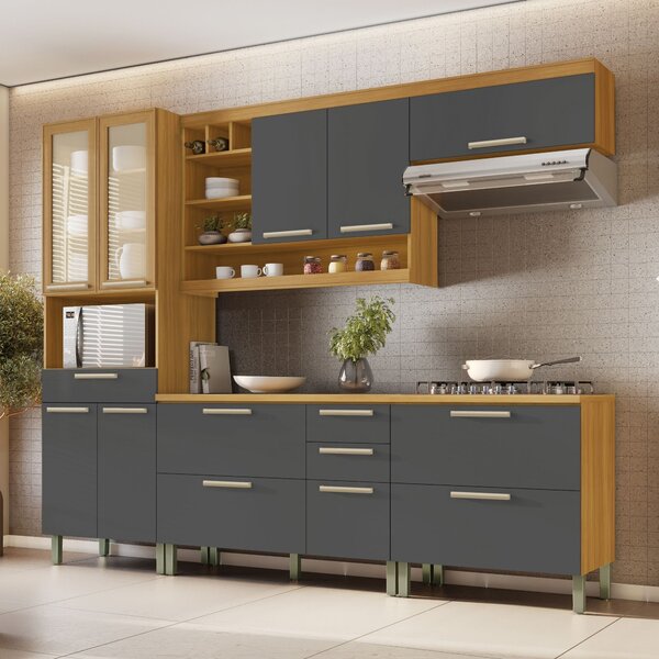 Cozinha 5 Peças Armário Geladeira Burguesa Premium  100% Mdf