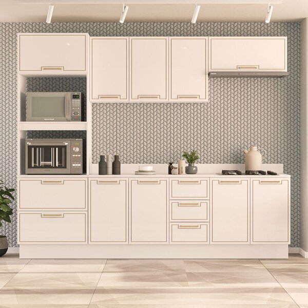 Cozinha 5 Peças Balcão 3 Gavetas 4 Portas Aéreo Torre Quente